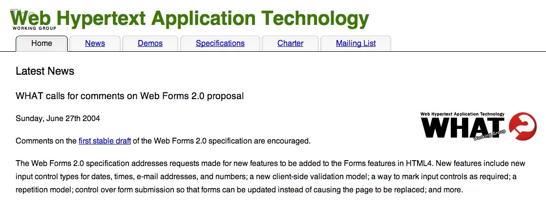 2004: WHATWG.org.